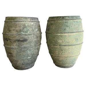 Mediterranean Barrel Olive Jars, Patinated Terracotta