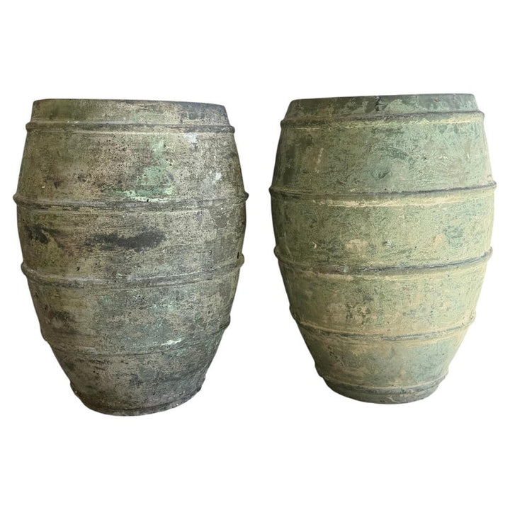 Mediterranean Barrel Olive Jars, Patinated Terracotta