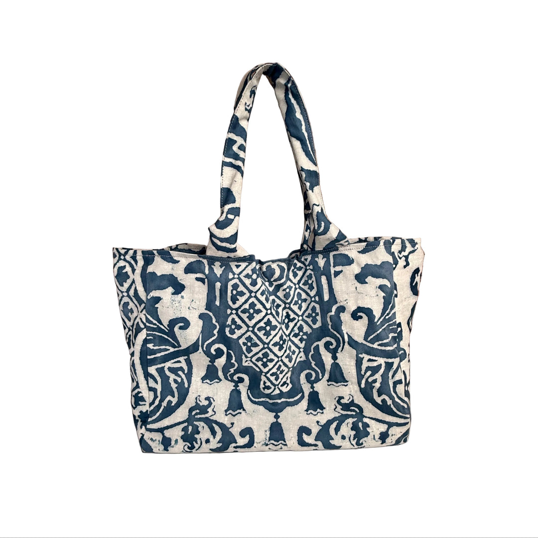 Indigo & White Fortuny Handbag by Melissa Levinson