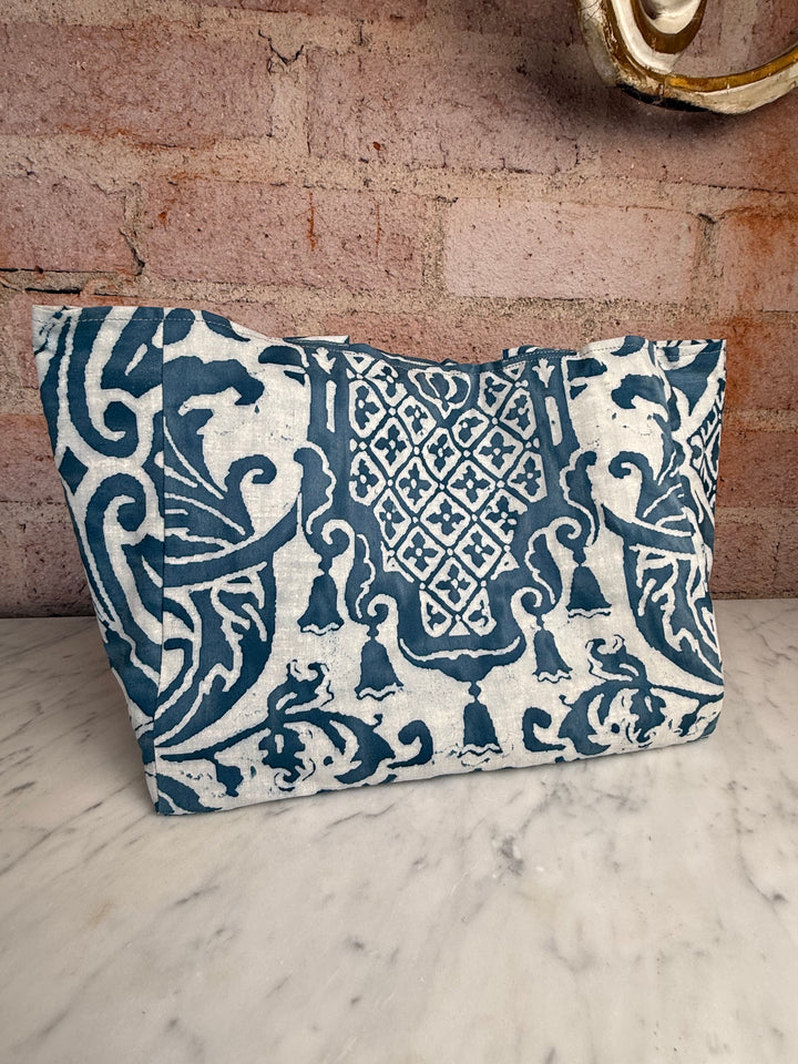 Indigo & White Fortuny Handbag by Melissa Levinson