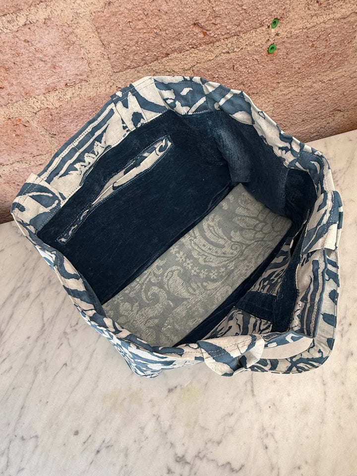 Indigo & White Fortuny Handbag by Melissa Levinson