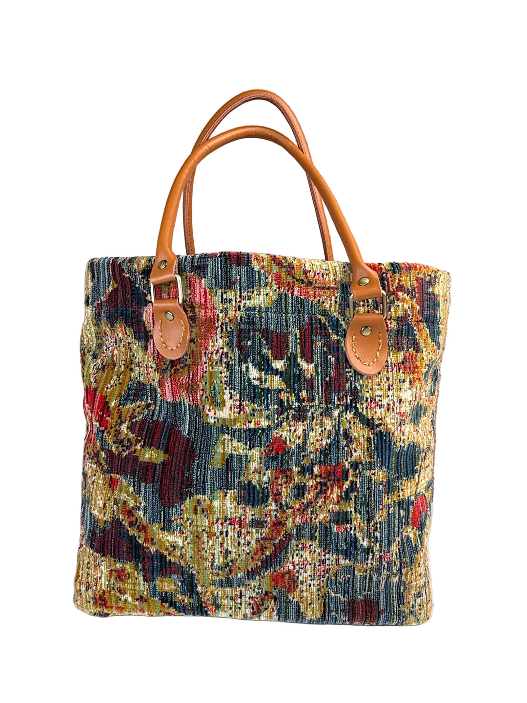 Floral Tapestry Handbag with Leather Handles by Melissa Levinson