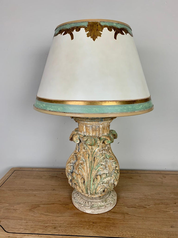 Pair of Custom Italian Acanthus Leaf Lamps. w/ Parchment  Shades