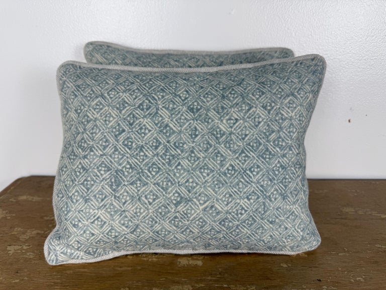 Petite Pair of Printed Linen Pillows with Belgian Linen Backs