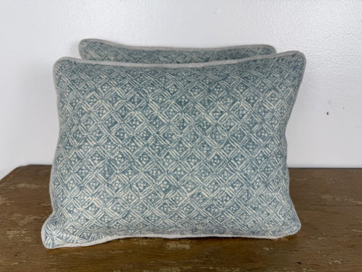 Petite Pair of Printed Linen Pillows with Belgian Linen Backs