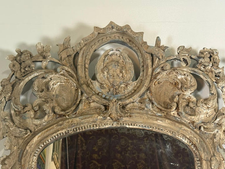 Pair of Monumental Italian Baroque Giltwood Mirrors-18th Century