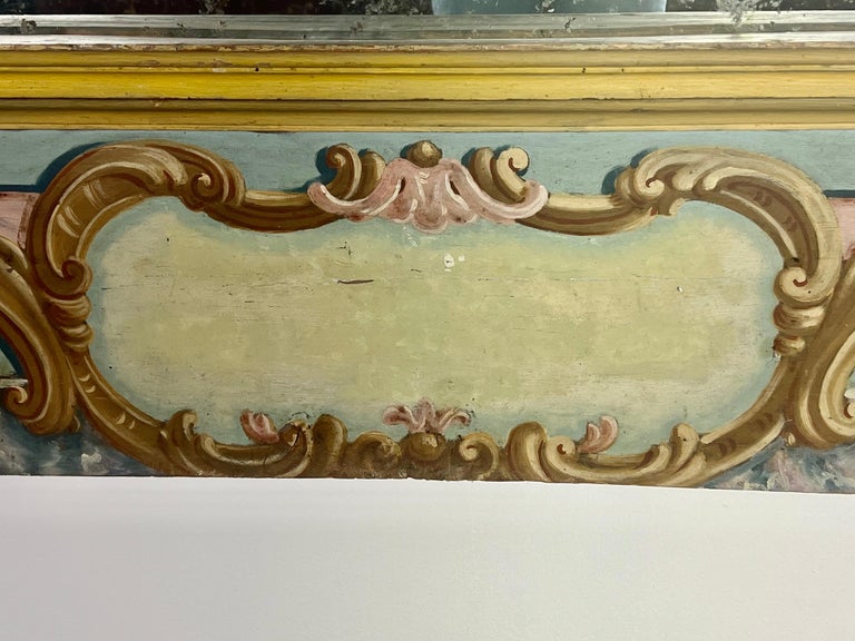 19th Century Italian Hand Painted Mirror with Winged Angels