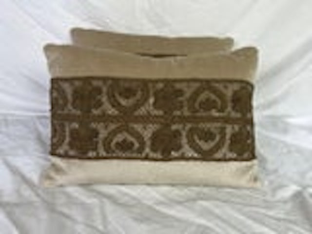 Pair of Metallic Lace & Velvet Pillows