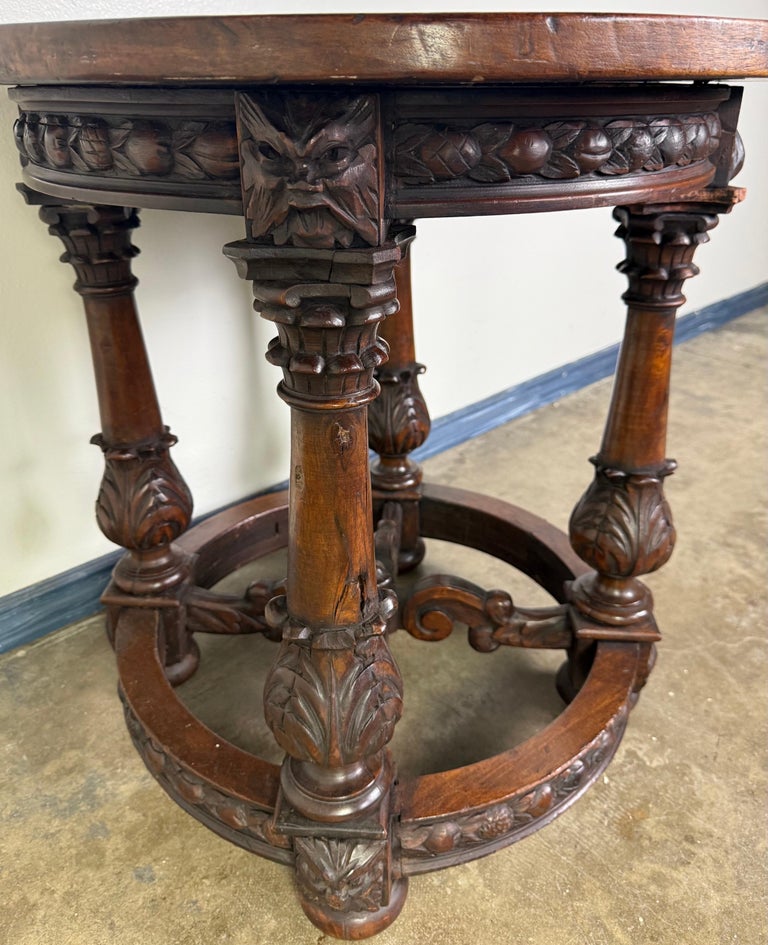 19th Century Italian Renaissance Revival Carved Walnut Table