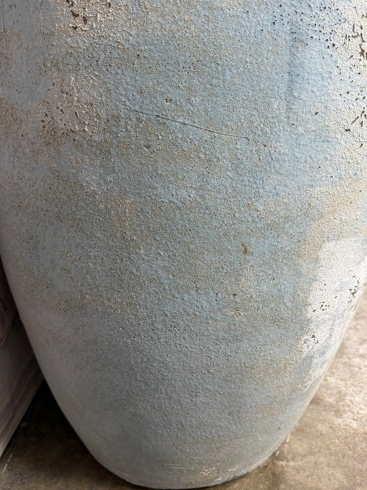 Pair of Large Atelier Vierkant Style Planters - Ocean Blue Patina Barrel Pots