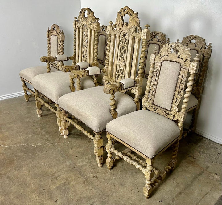 Set of 19th Century English Bleached Oak Dining Chairs