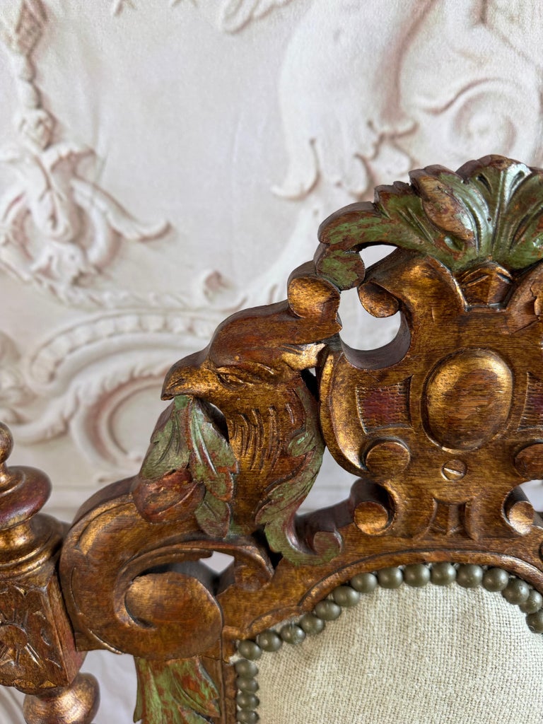 Set of 10 chairs Italian Renaissance Revival Polychrome Giltwood Dining Chairs