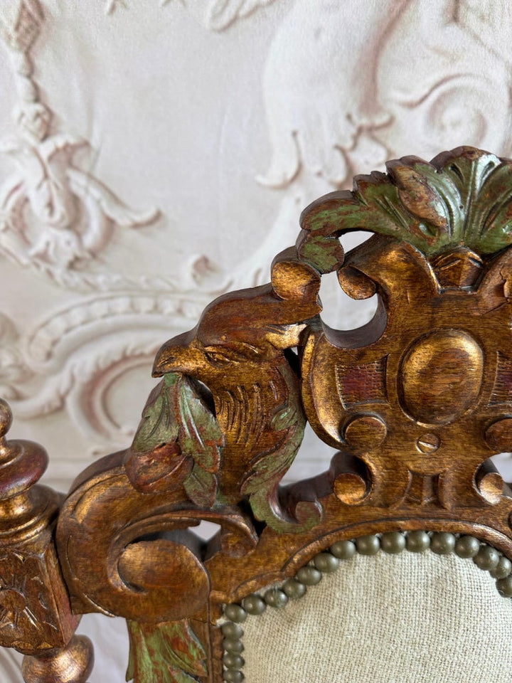 Set of 10 chairs Italian Renaissance Revival Polychrome Giltwood Dining Chairs