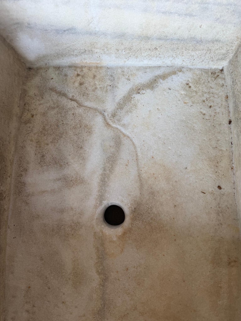 Antique Hand-Carved Stone Farmhouse Sink Basin with Rustic Architectural