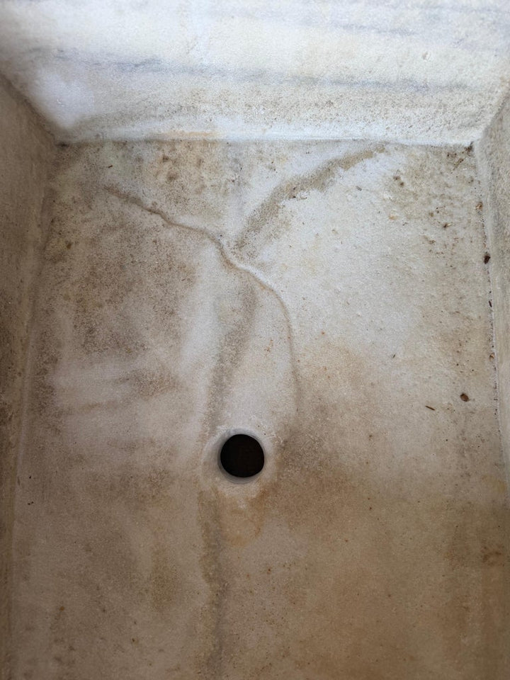 Antique Hand-Carved Stone Farmhouse Sink Basin with Rustic Architectural