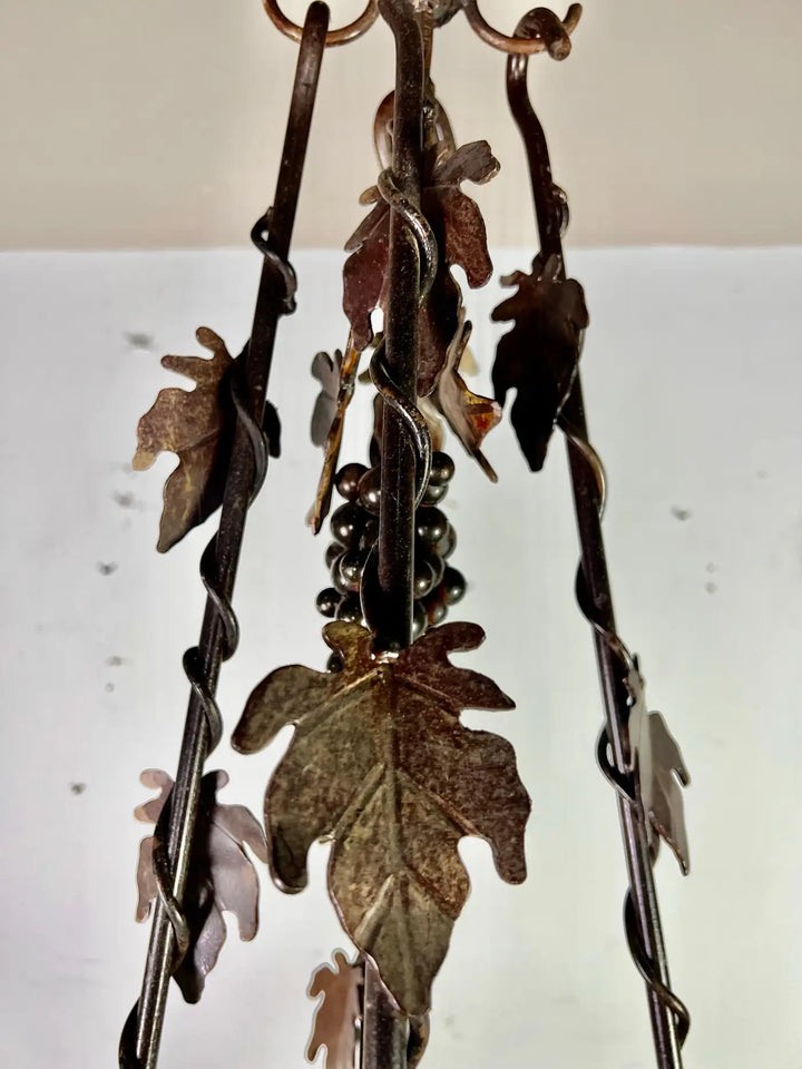 Wrought Iron French Grapevine Pot Rack-20th Century