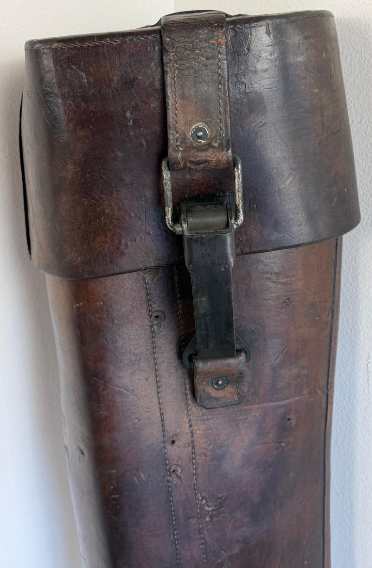 Antique 19th C. Cavalry Leather Rifle Scabbard - Original Hand-Stitched Saddle