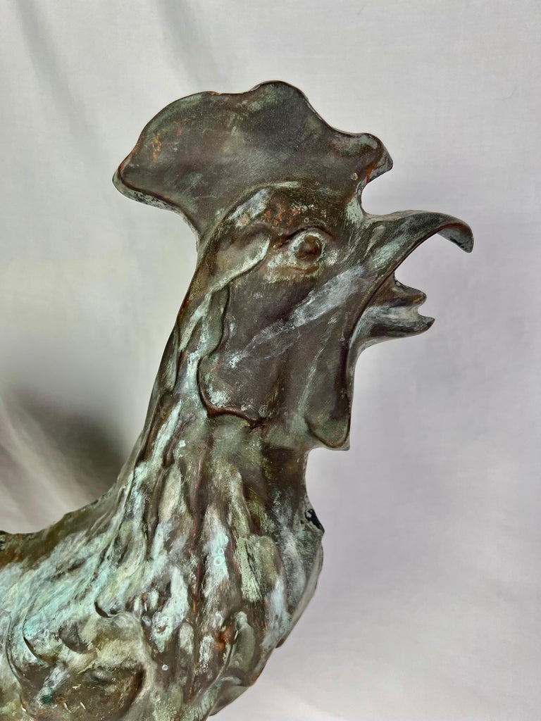 Early 20th C. Copper Rooster on Iron Base