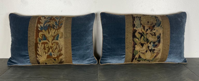 Pair of Pillows with 18th Century French Tapestry Panels by Melissa Levinson