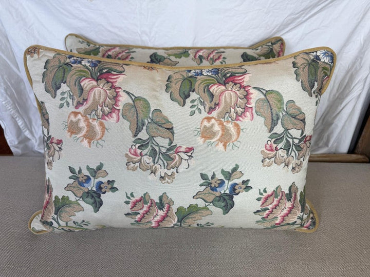 Pair of Vintage-Inspired Floral Brocade Pillows
