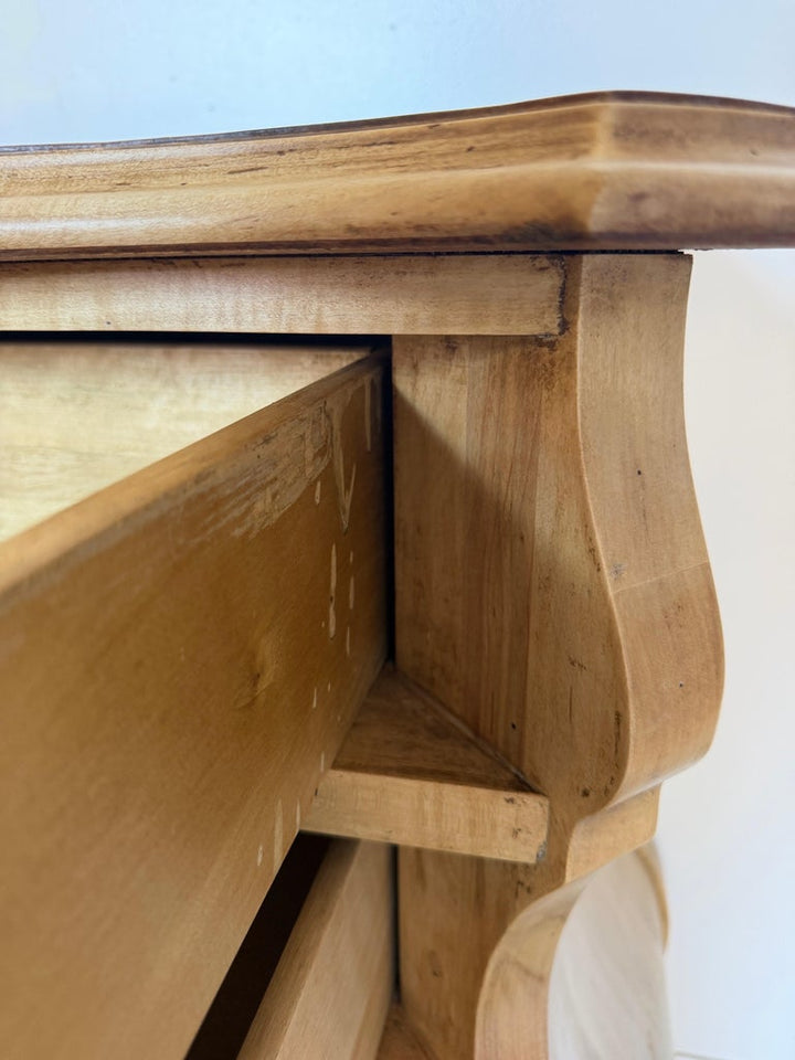 A Sculptural Dutch Bombe Commode in Bleached Maple