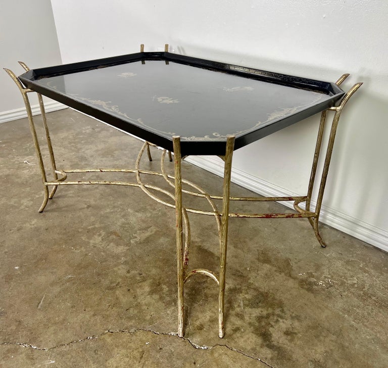 Chinoiserie Lacquered Tea Table on Metal Base by Ebanista