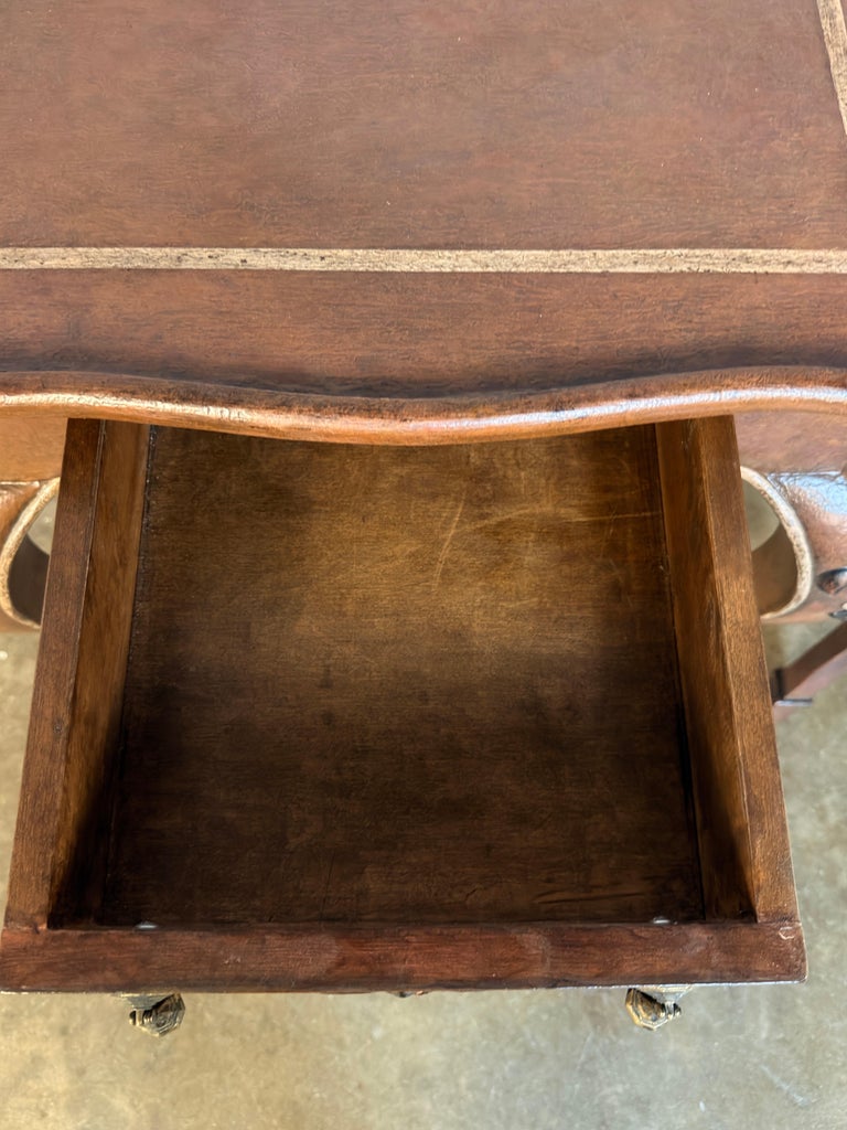 Pair of French Louis XV Faux-Leather Painted Side Tables