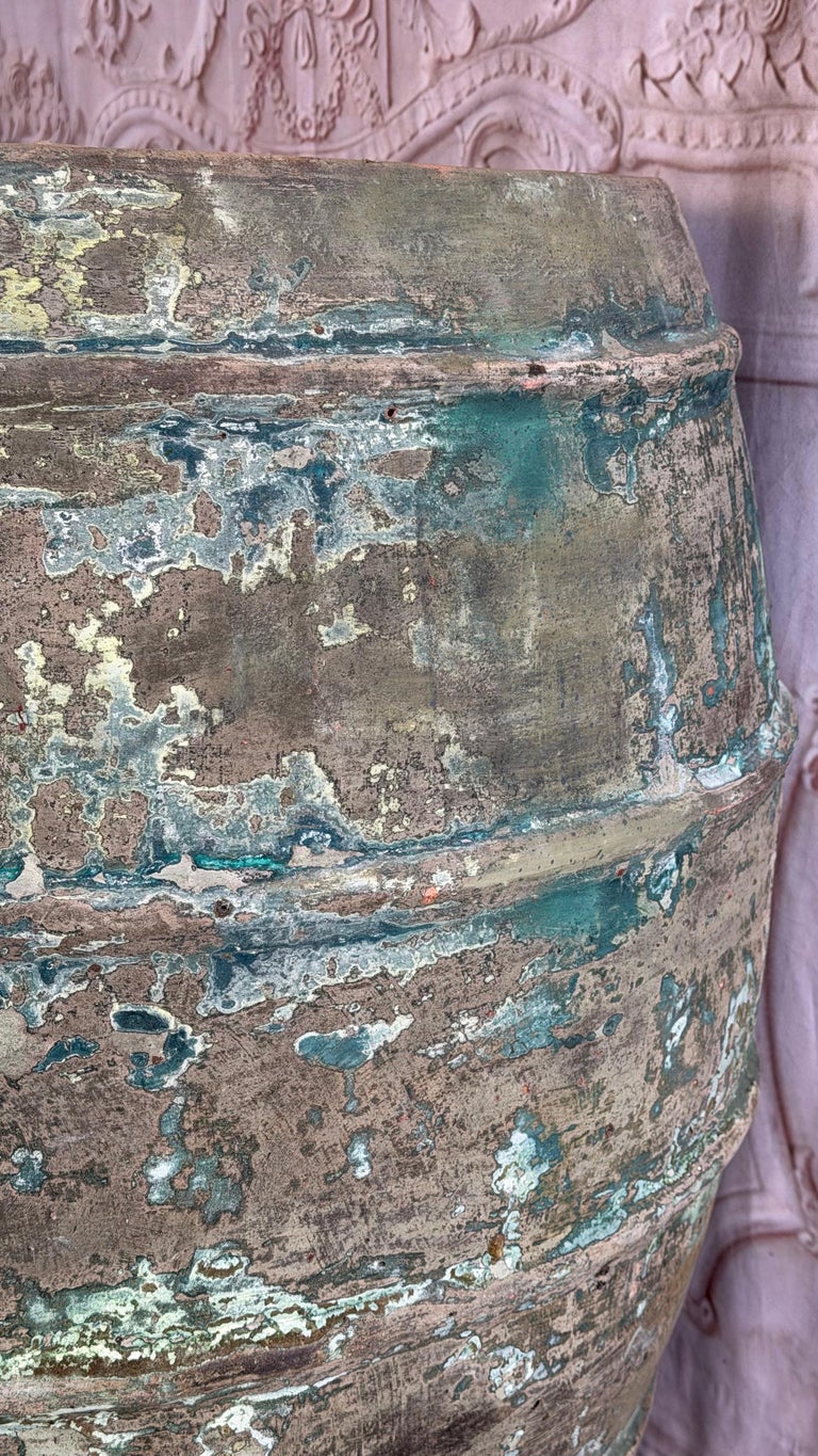 Mediterranean barreal Jars - Verdigris Patinated Terracotta Olive Vassels