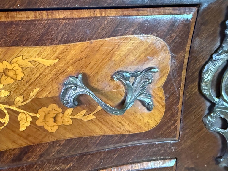 Pair of French Louis XV Style Marble-Top Commodes