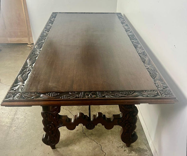 Early 20th Century Spanish Refractory Dining Table with Leaves