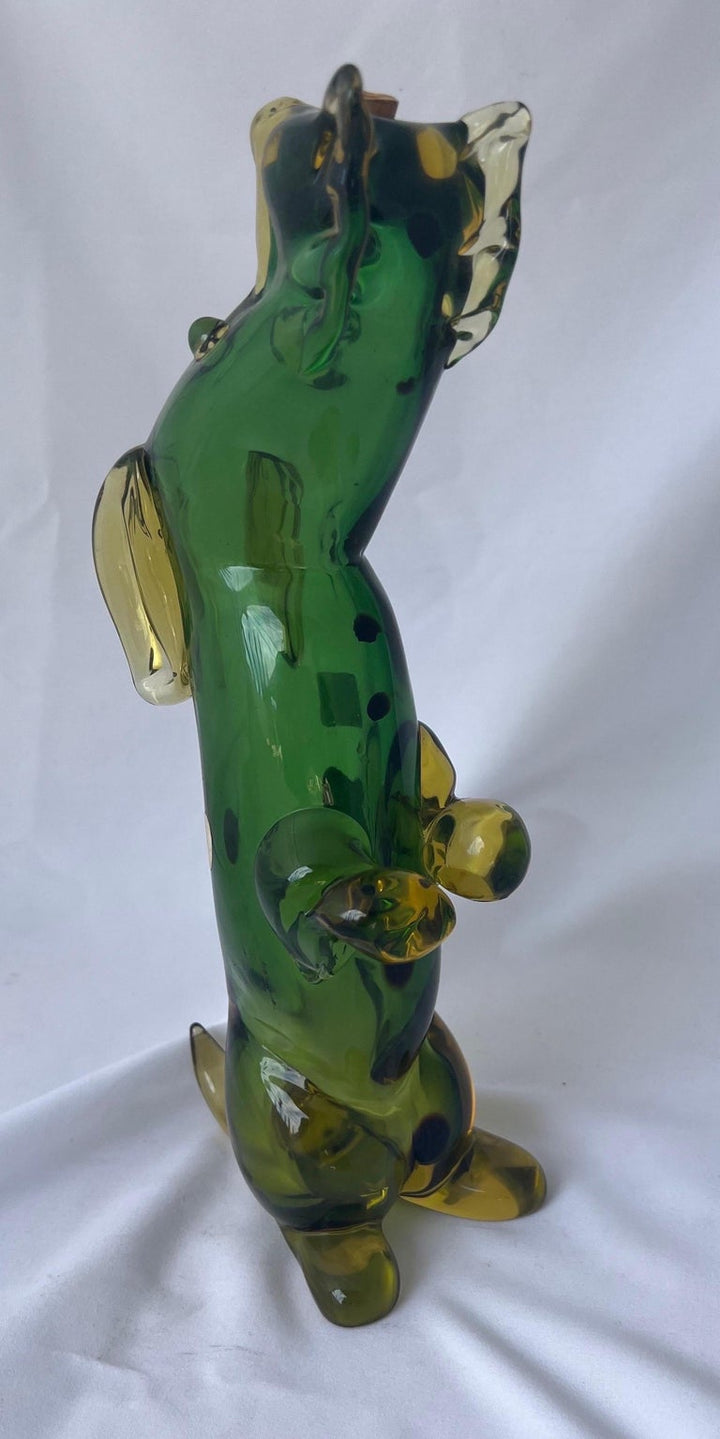 Hand Blown Italian Decanter Depicting A Dog