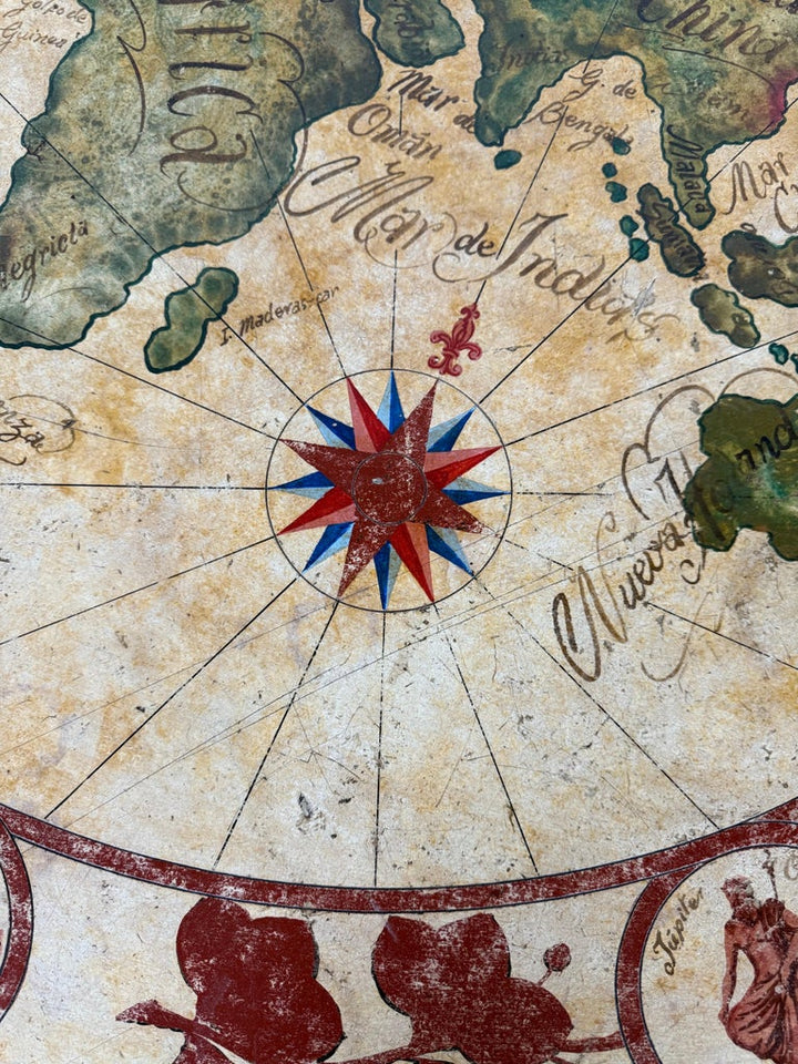 Hand-Painted Italian Map Center Table, circa 1940s
