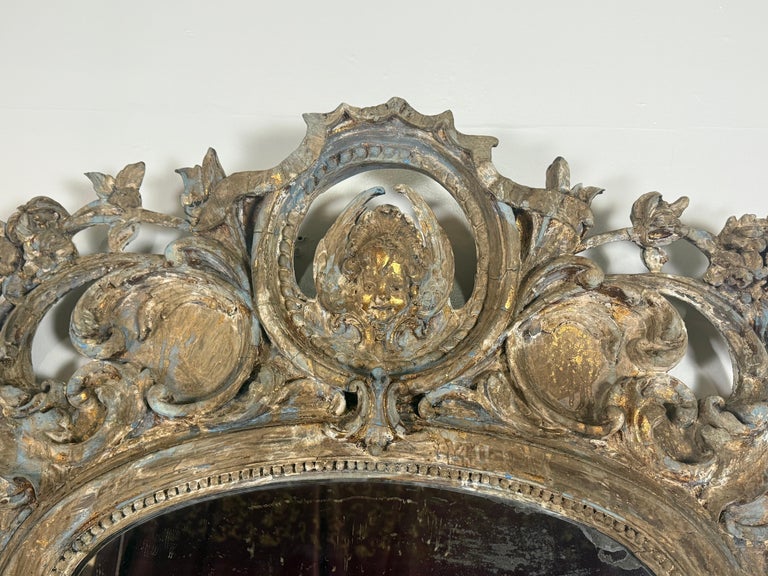 Pair of Monumental Italian Baroque Giltwood Mirrors-18th Century