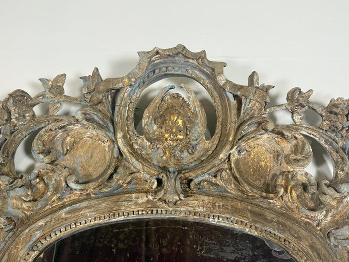 Pair of Monumental Italian Baroque Giltwood Mirrors-18th Century