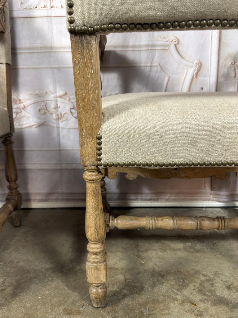 Pair of Exceptional Spanish Baroque Throne Armchairs with Hand-Carved Lion Heads