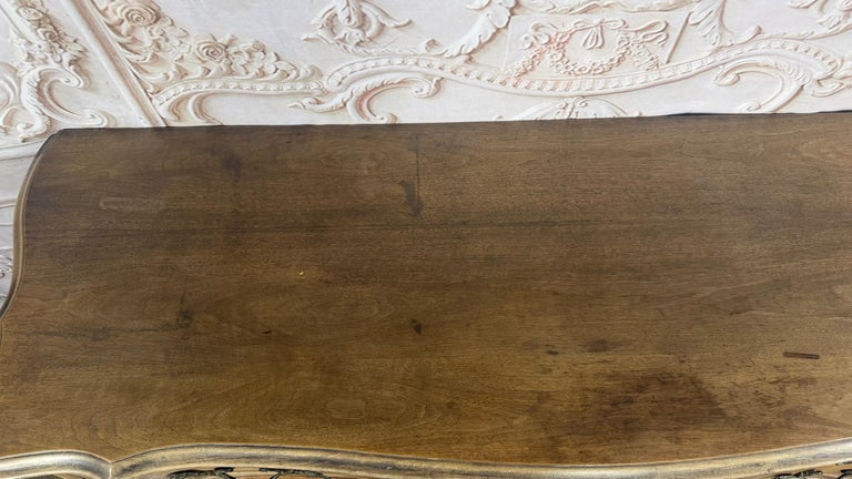 French Louis XV Style 9-Drawer Bombe Dresser in Bleached Fruitwood