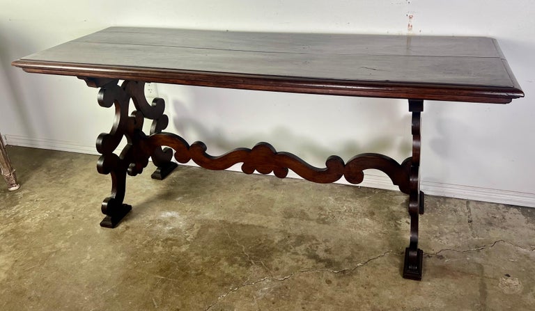 19th Century Italian Walnut Console w/ Stretcher