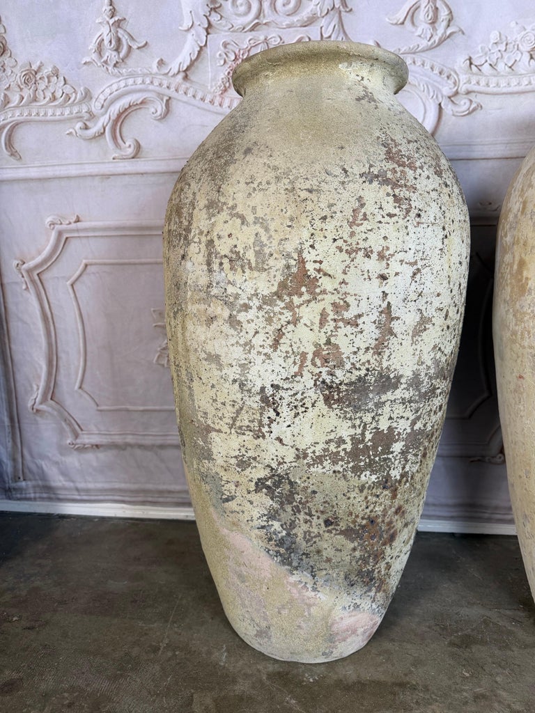 Spanish Colonial Hand-Painted Terracotta Urns, Mid-20th Century