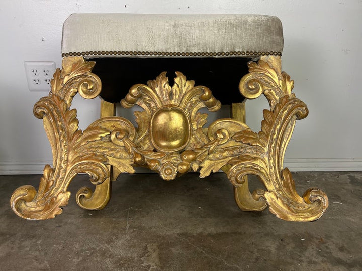 Pair of Italian Baroque Style Gilt Wood Benches C. 1920