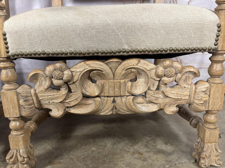 Pair of Exceptional Spanish Baroque Throne Armchairs with Hand-Carved Lion Heads