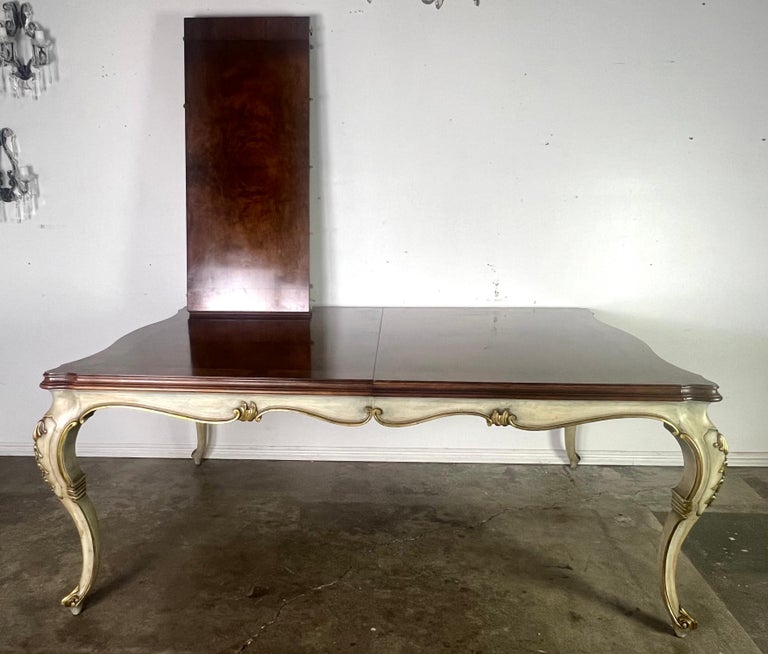 French Provincial Painted Dining Table w/ Inlaid Top C. 1930