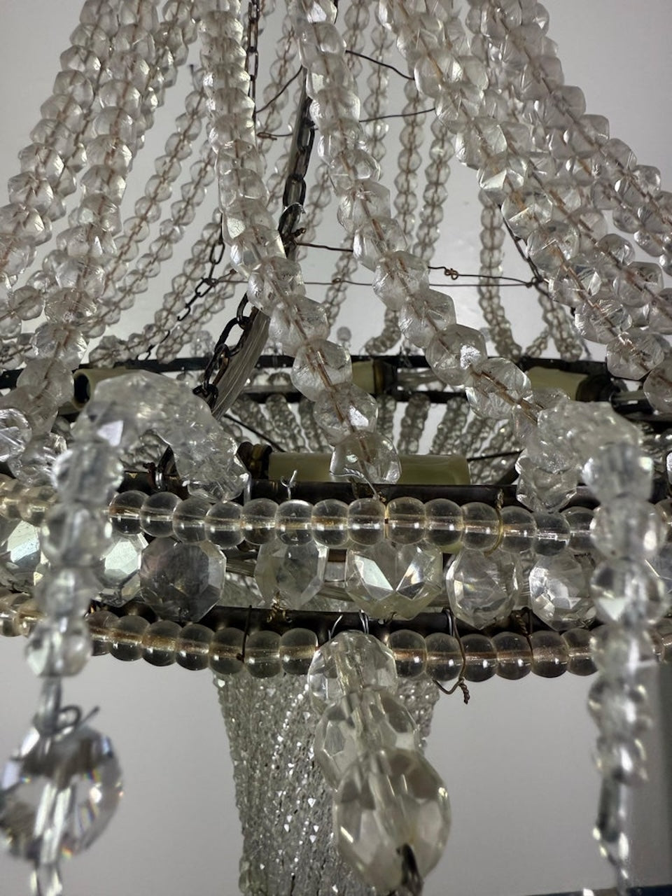 Elegant Early 20th Century Empire-Style Crystal Beaded Chandelier
