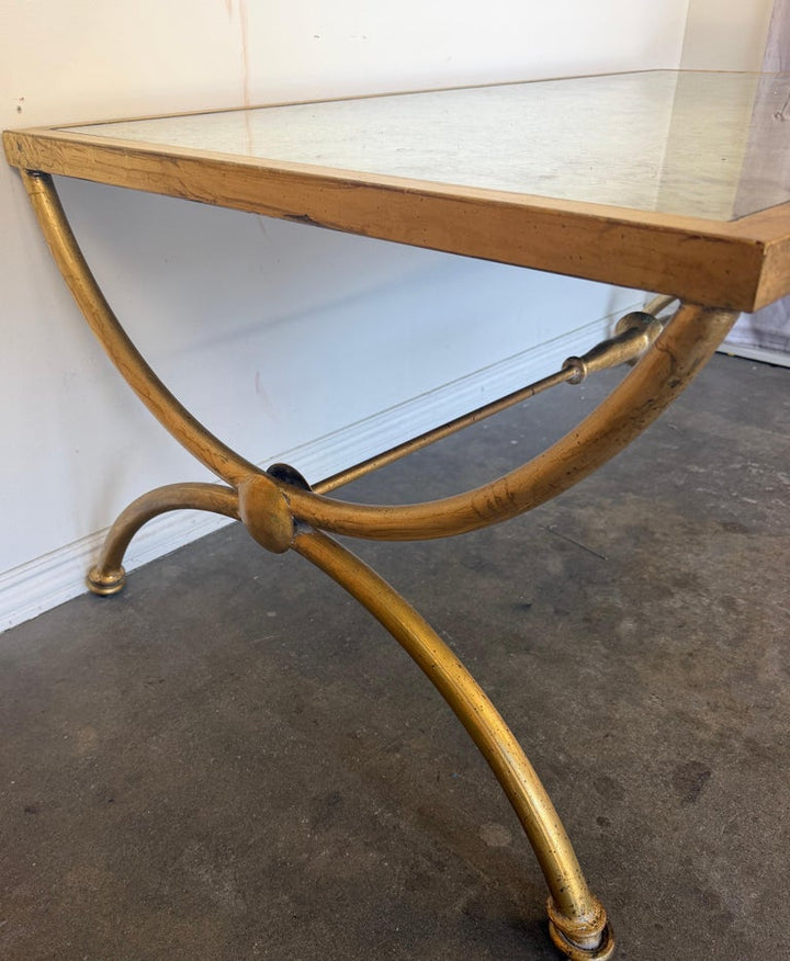 Curule Gilt Iron Coffee Table with Antiqued Mirror Top by Miamar Home