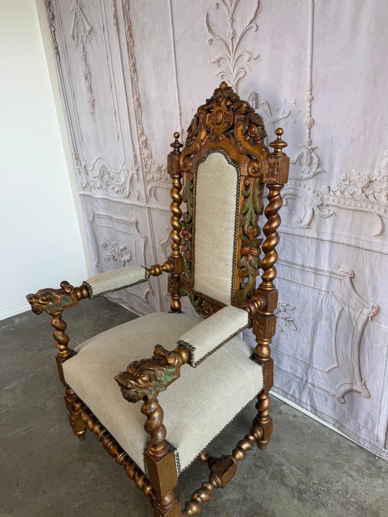 Set of 10 chairs Italian Renaissance Revival Polychrome Giltwood Dining Chairs