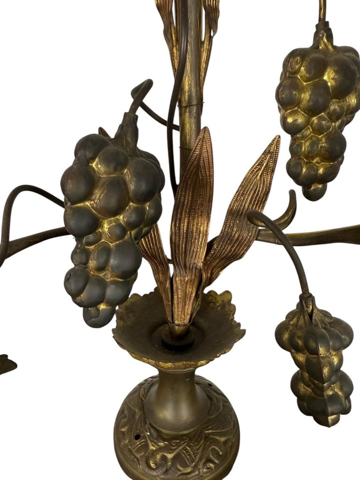 Pair of Gilded Brass Candelabra Lamps with Foliate & Grape Motifs