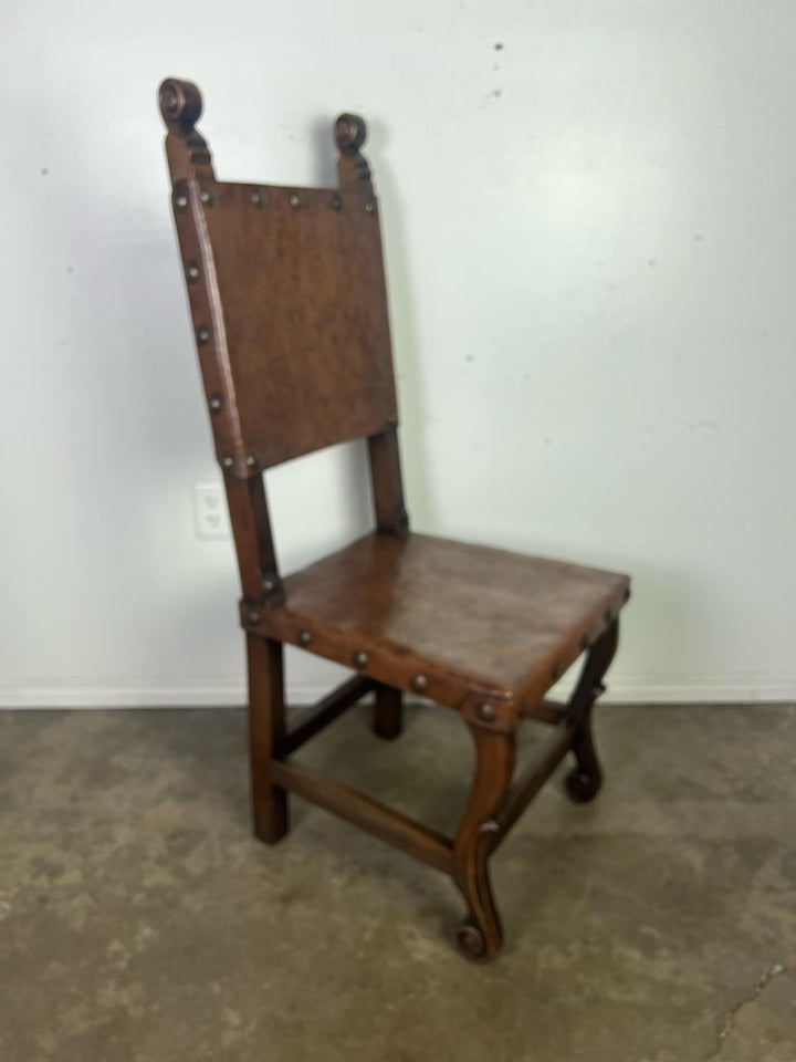 Set of Ten Spanish Leather Dining Chairs C. 1940's