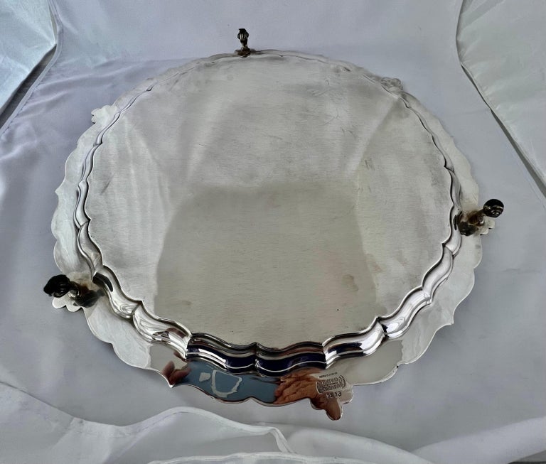 Pour Le Bain-English Silver Footed Tray w/ Etched Shield