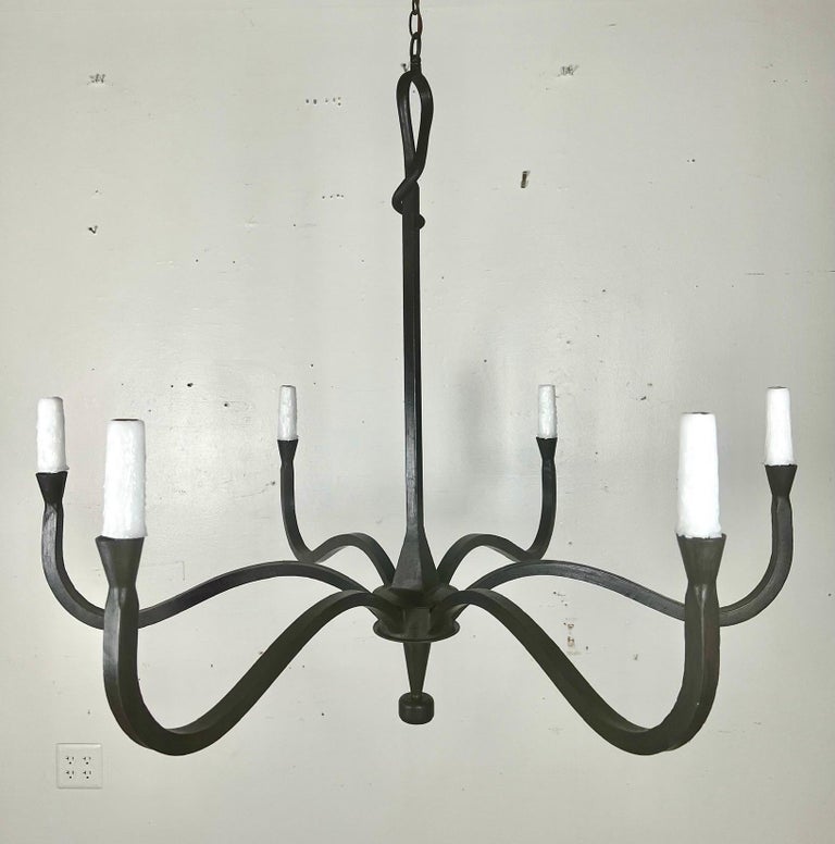 Six Light Wrought Iron Chandelier by Melissa Levinson