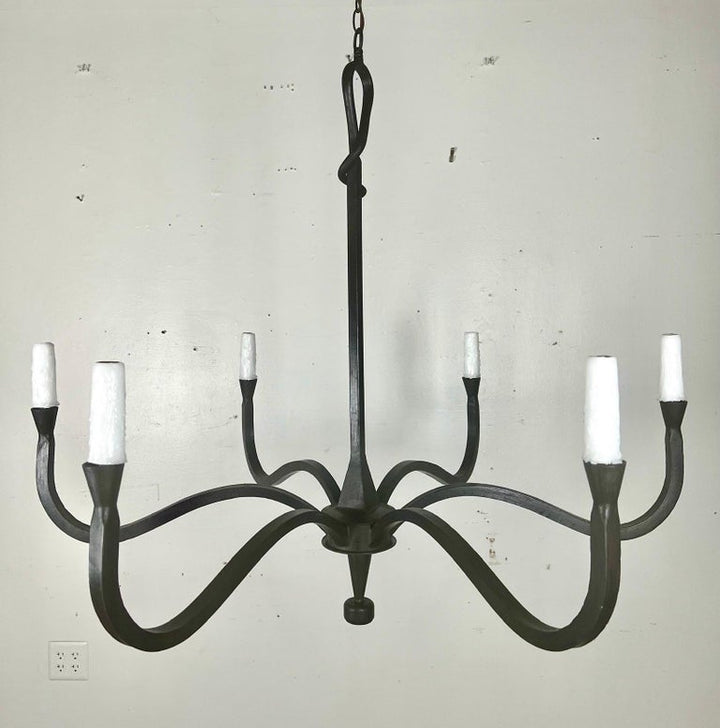 Six Light Wrought Iron Chandelier by Melissa Levinson