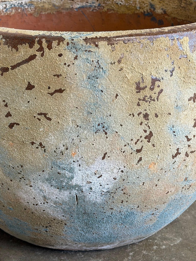 Pair of Monumental Low Bowl Terra Cotta Planters